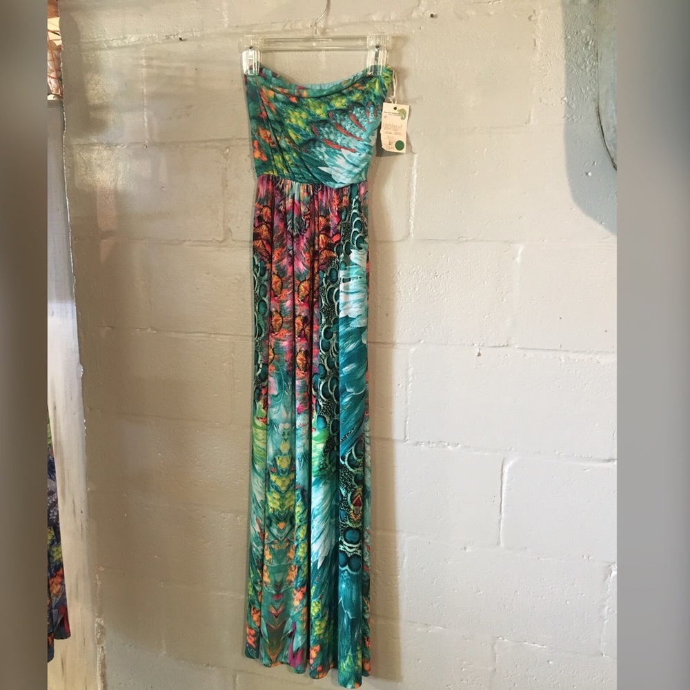 Tri colored strapless dress